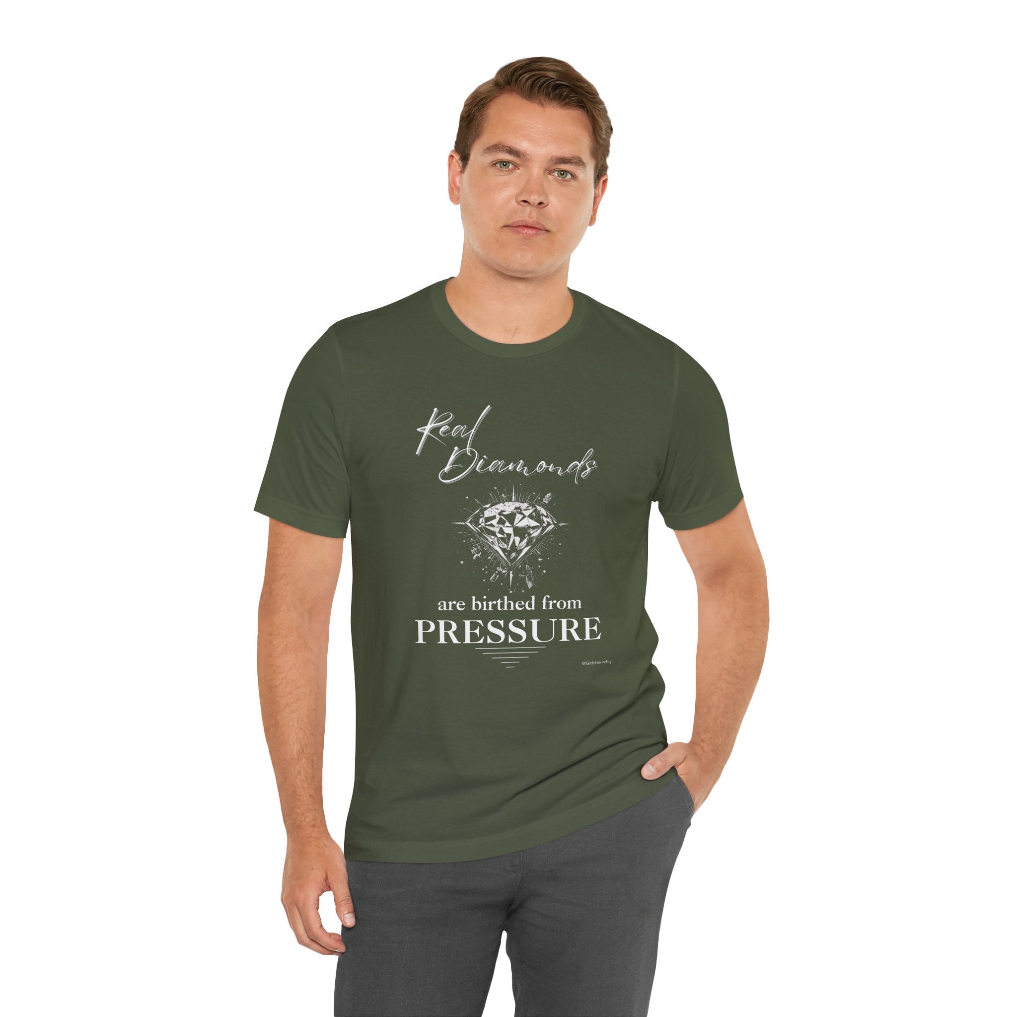 Real Diamonds are birthed from PRESSURE II — Unisex Jersey Tee  Faith 4 More HQ